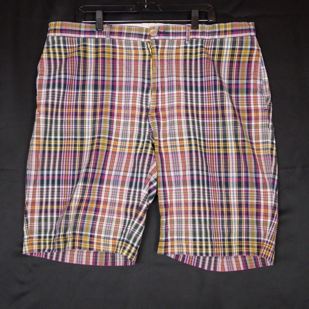 Polo Ralph Lauren Shorts Mens 42 Multi Plaid Vintage Madras Cotton Flat‎ Front